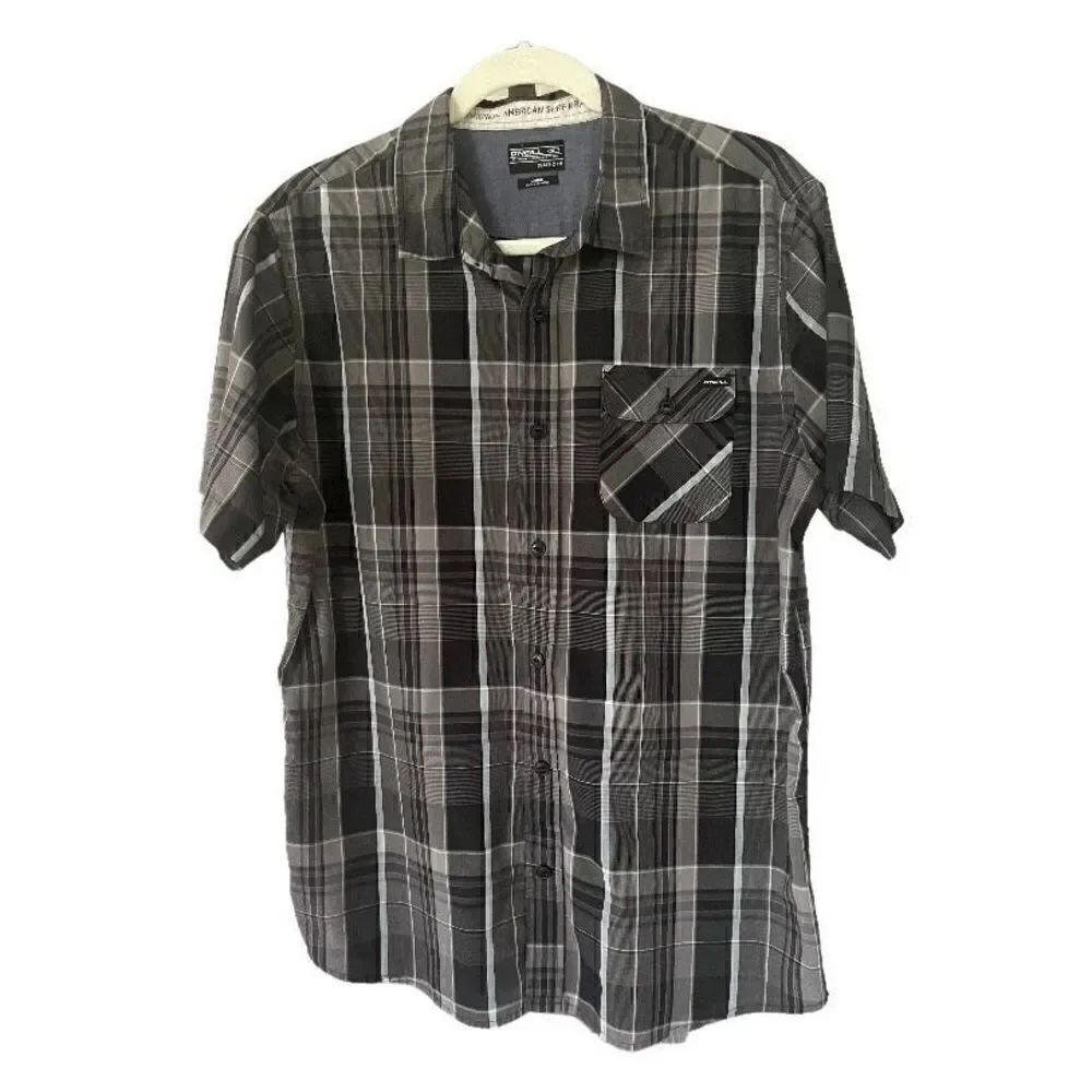 O’Neill Plaid Short Sleeve Button Up Top Shirt Men’s Large